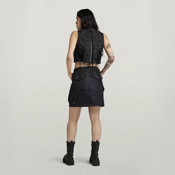 G-Star MA-1 Cropped Sleeveless Padded Top – Dark Black – XS (NWT) - Picture 4 of 11